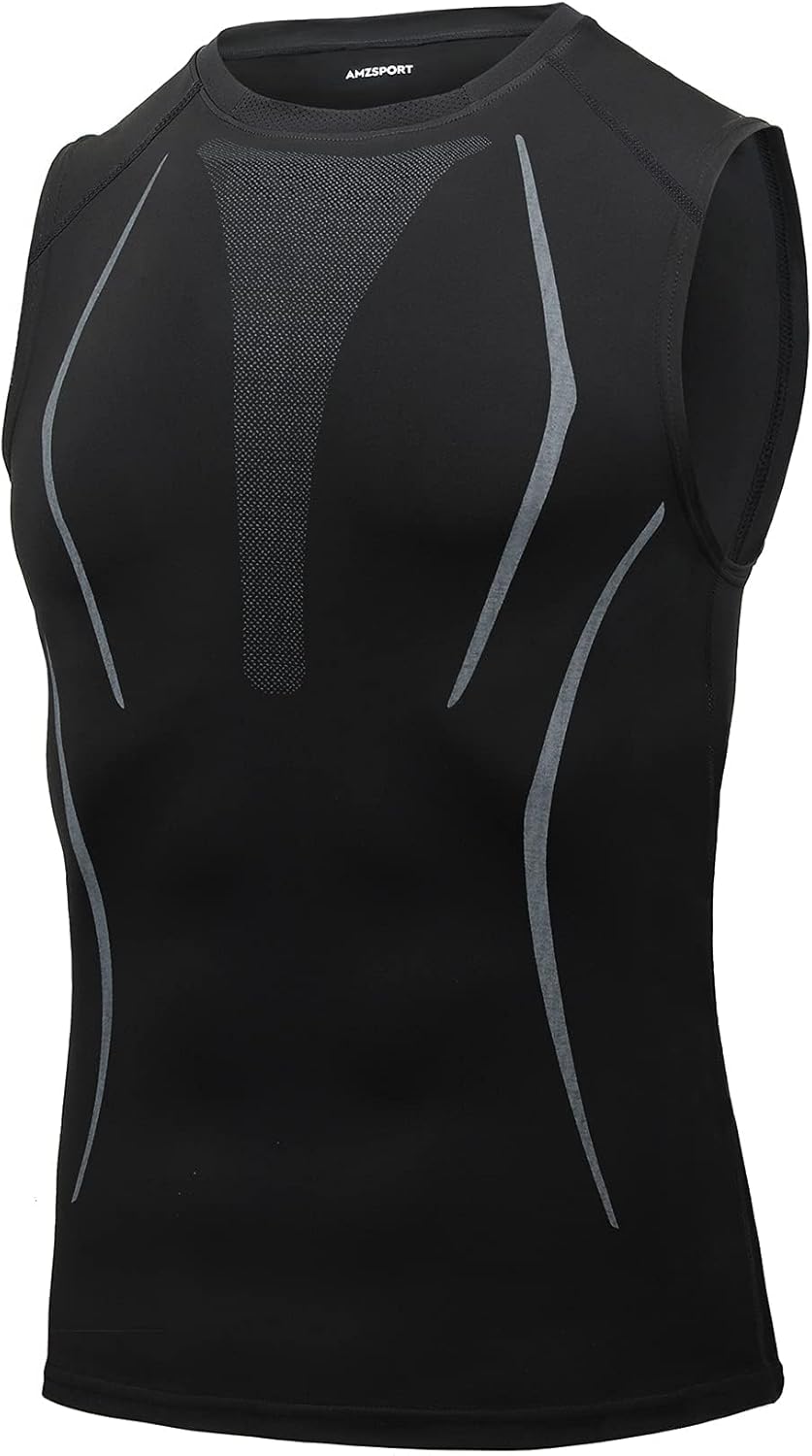 Thumbnail 6 de AMZSPORT Canotta Compressione Uomo con asciugatura rapida e logo riflettente per palestra, running e bodybuilding