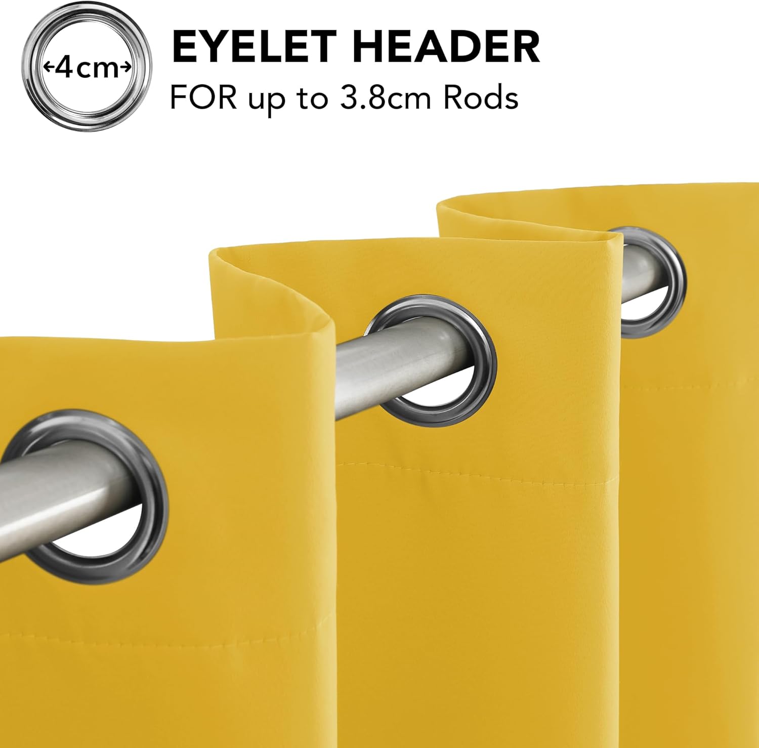 Thumbnail 6 de Deconovo Blickdichter Ösen-Vorhang fürs Kinderzimmer (Thermogardine) Senfgelb, 220x140 cm – 2er Set