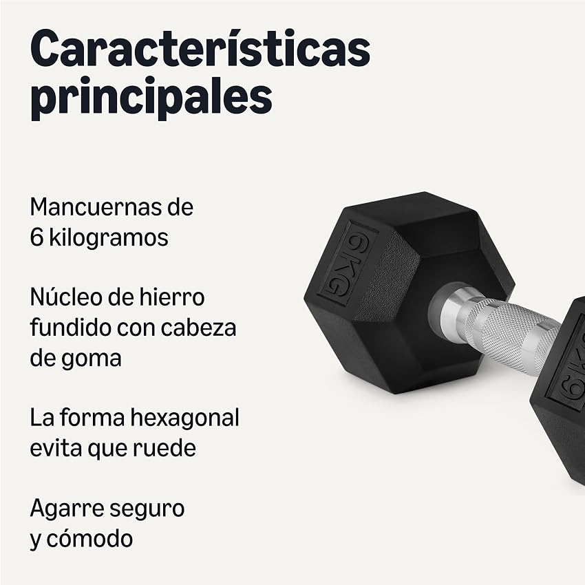 Detalle 2 de Amazon Basics Set de mancuernas 6 kg 🏋