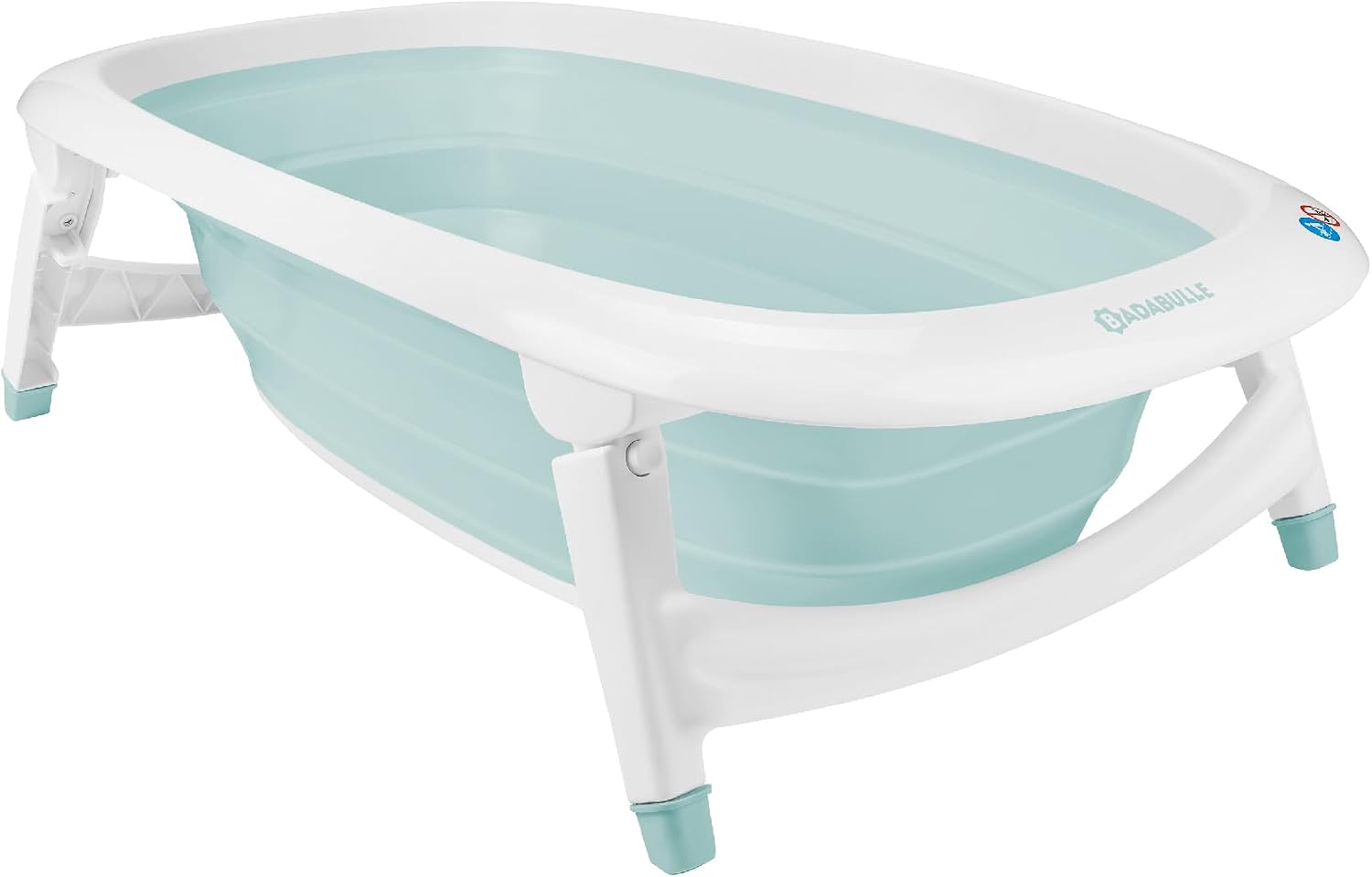 Badabulle Vaschetta da bagno pieghevole per bambini – Ultra compatta, 35 L, piedini antiscivolo, tappo termico e maniglia
