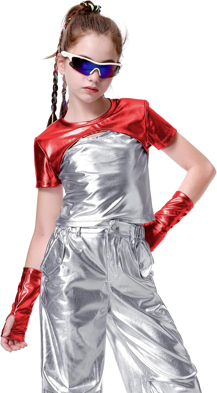 Detalle de LOLANTA Metallic Crew Neck Crop Top