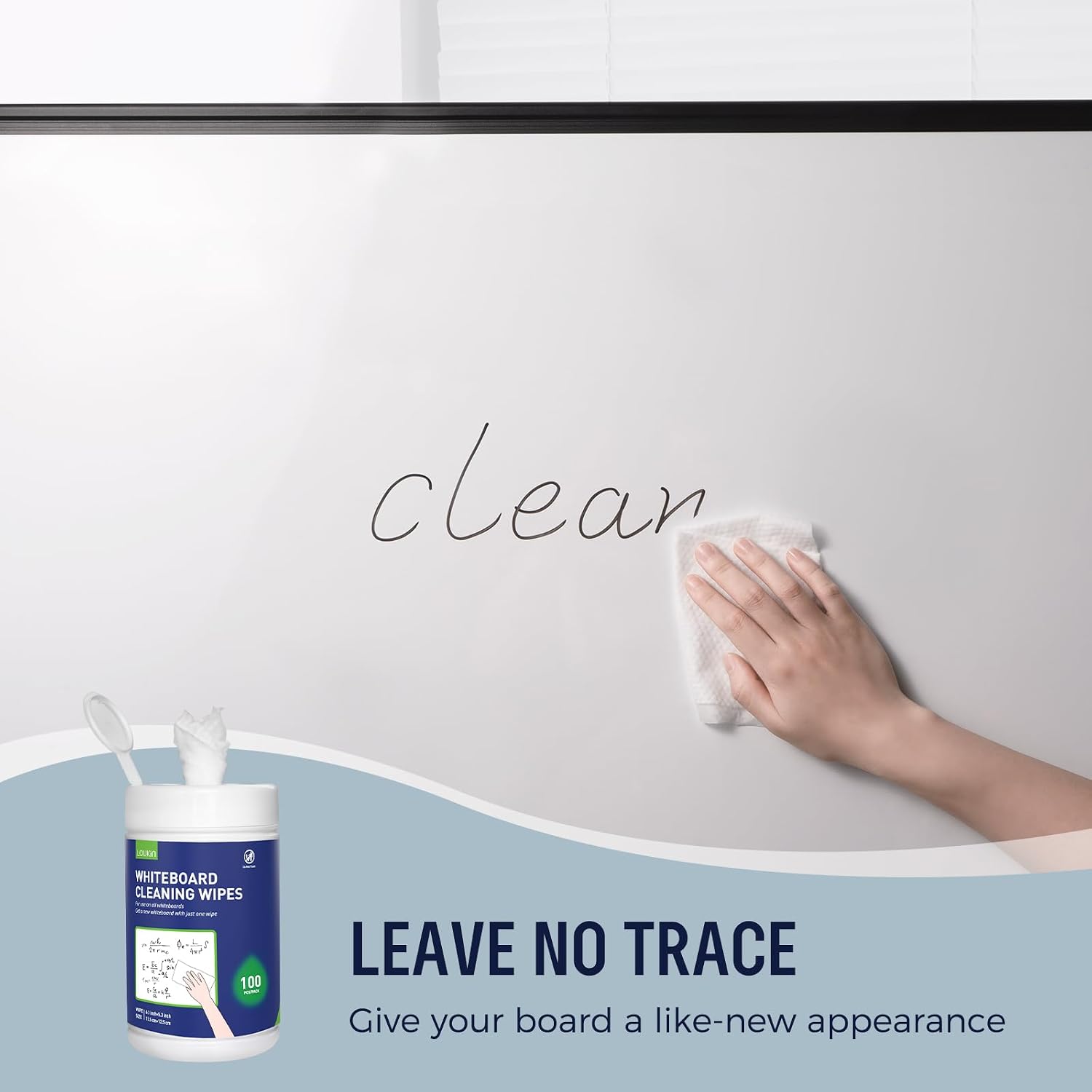 Detalle de Loukin Whiteboard Cleaning Wipes – 100 Wipes per Canister