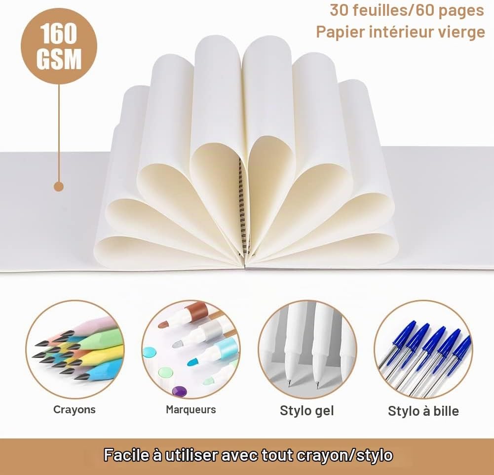 Detalle 1 de OFFCUP Skizzenbuch A5-schetsboek, 160 g/m², spiraalbinding, set van 2