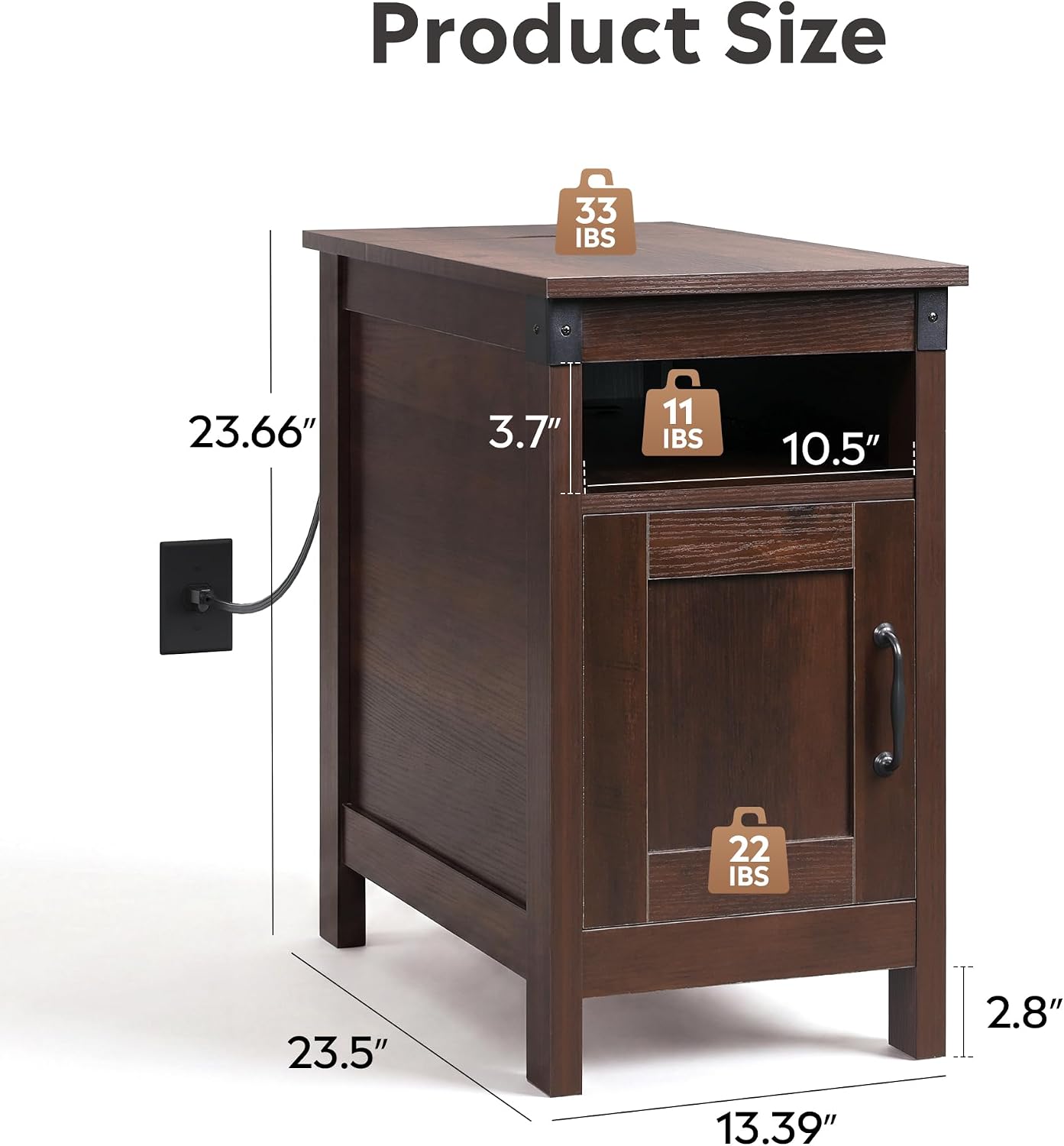 Detalle de WLIVE End Table, 13.4-Inch Wide