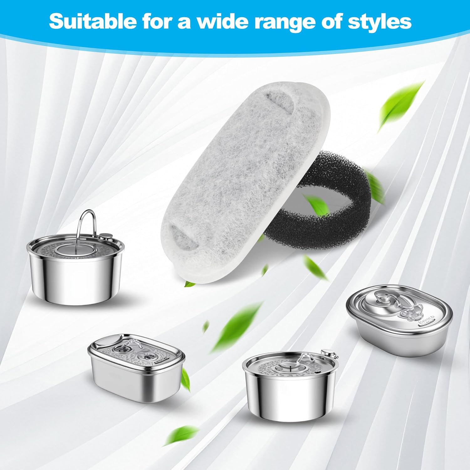 Detalle 2 de Filtre YeeQo pour fontaine chat – 36 pièces (18 charbon actif + 18 éponge) pour distributeurs 2L/3,2L/4L
