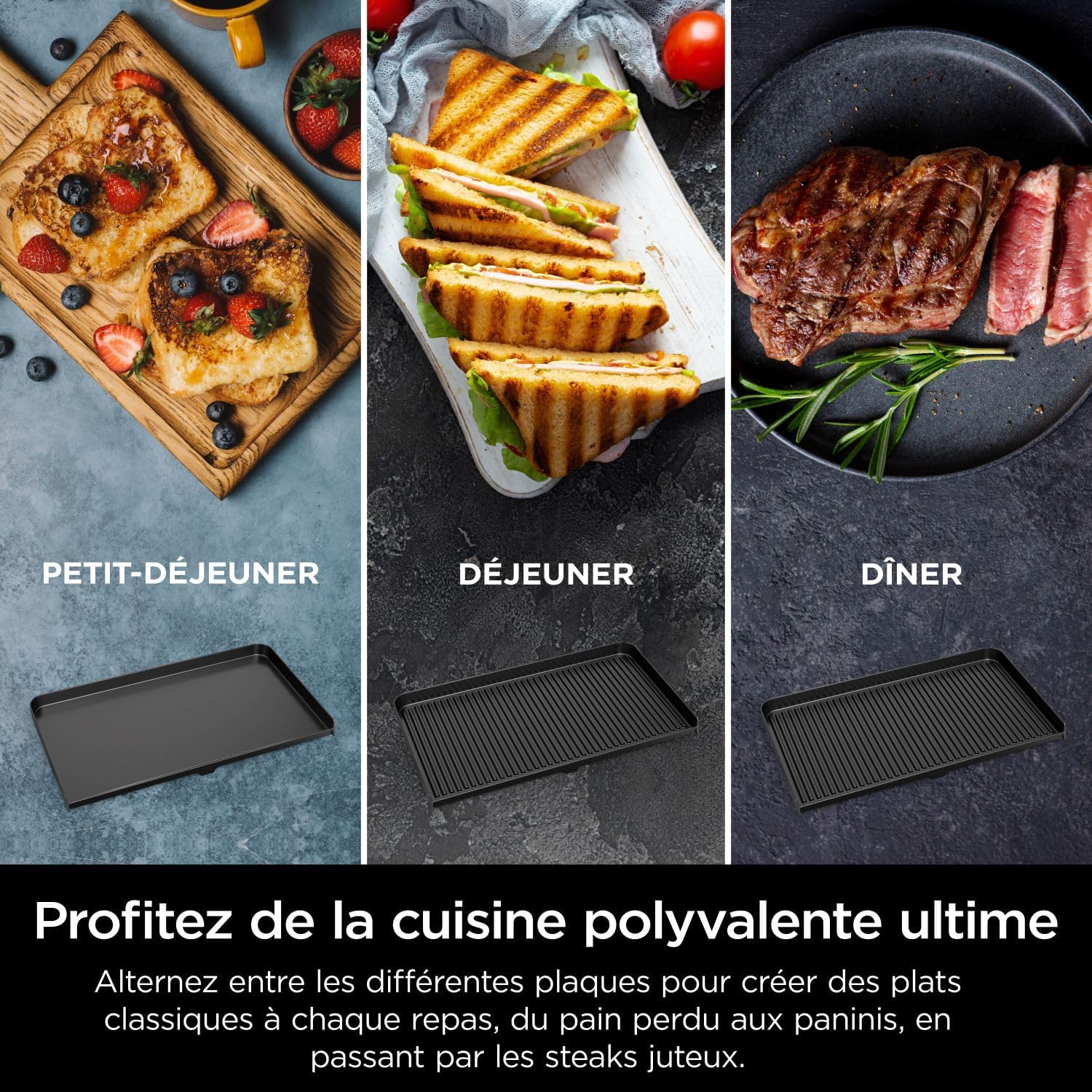 Thumbnail 2 de Ninja Sizzle Pro XL Gril Électrique Intérieur et Plancha Céramique – Gril Multifonction 1150 cm2, Argent/Noir GX101EU