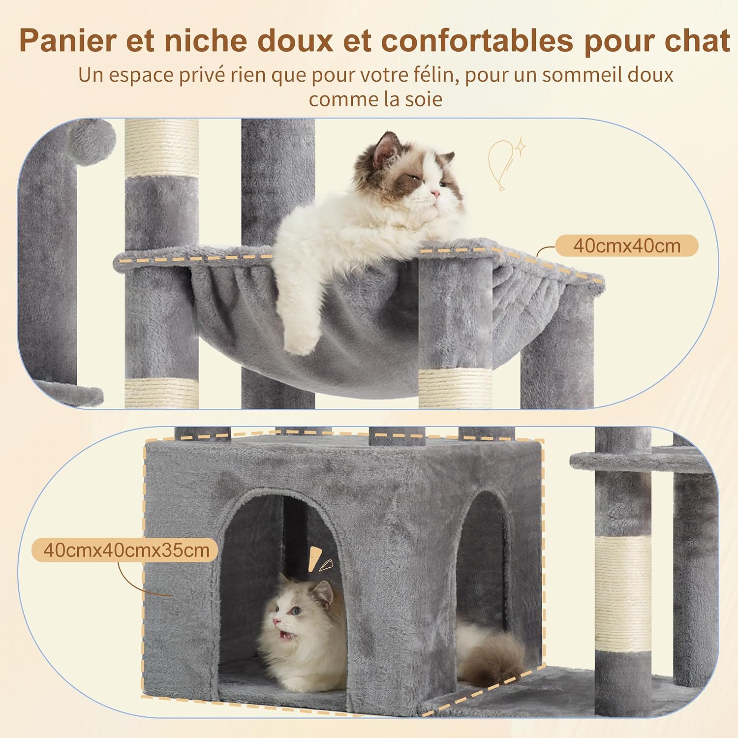 Thumbnail 4 de Heybly Arbre Ă Chat 120cm avec base 70x40 cm đ±
