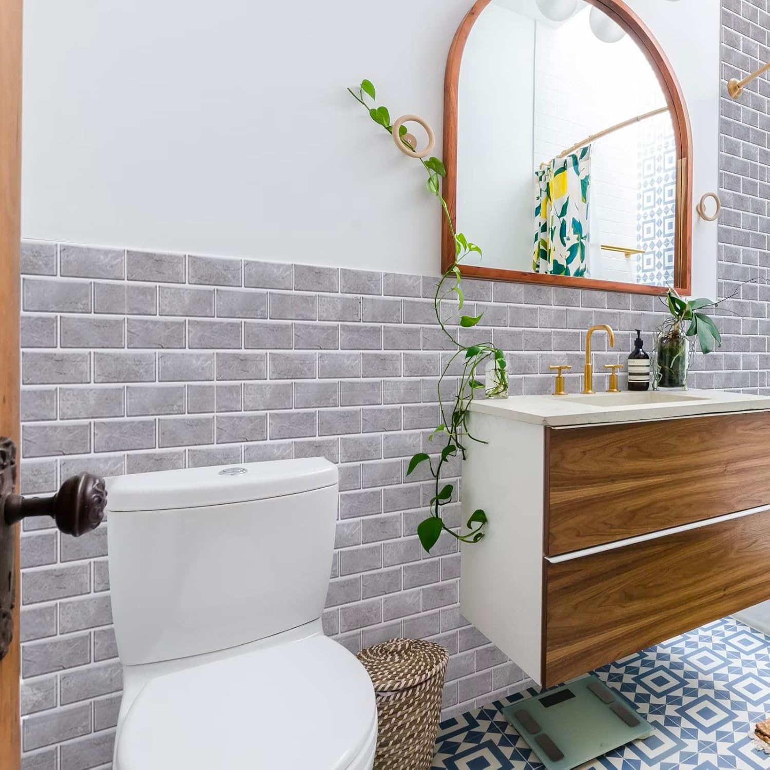 Thumbnail 5 de Fantasnight Grey Brick Tile Stickers (PET) – Peel and Stick Waterproof Vinyl for Bathroom & Kitchen, 30x15cm, 12 pcs