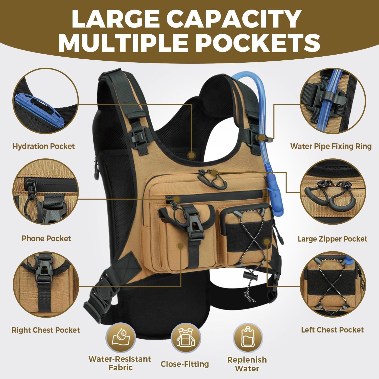 Thumbnail 1 de Criuage USA Patent Hydration Vest Backpack: 2.0L Chest Pack for Endurance Activities