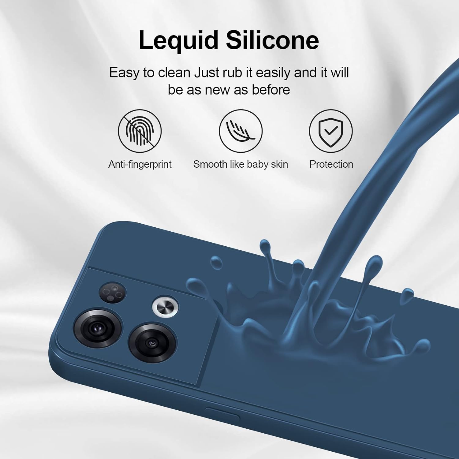 Detalle de GiiYoon Case for OPPO Reno8 Pro – Silky Silicone Protective Case in Blue