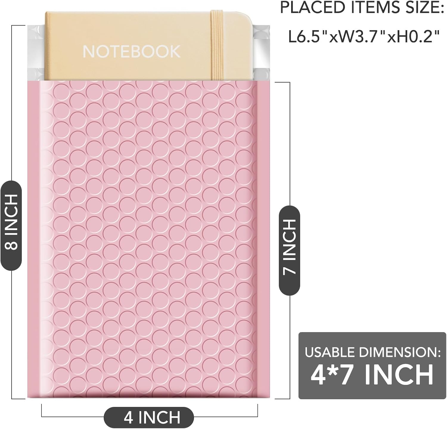 Thumbnail 1 de Switory 800pcs Padded Envelopes Pale Pink Bubble Mailers (4x7" Internal) – Waterproof, Opaque & Self-Seal