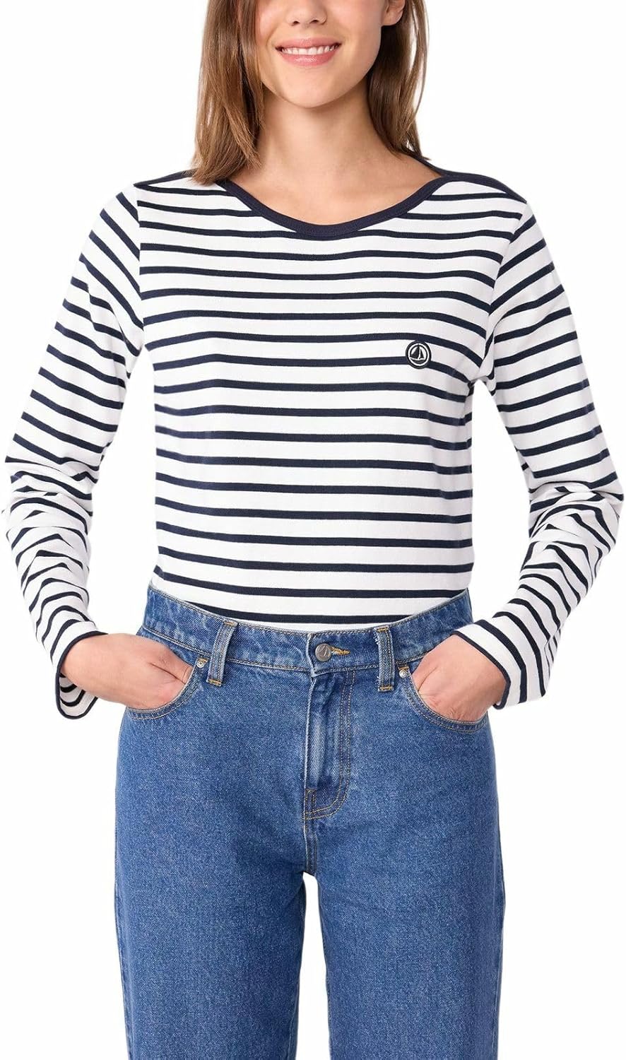 Thumbnail 2 de Petit Bateau Marinière femme A0d08 en coton, lot de 1