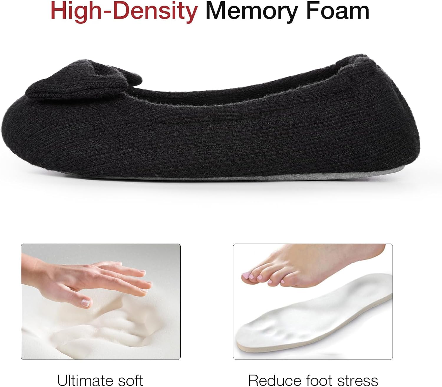 Detalle de EverFoams Women’s Ballerina Slippers with Memory Foam & Stretchable Heel Design