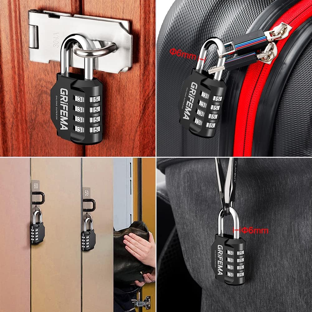 Thumbnail 6 de GRIFEMA GA1001 4-Digit Combination Padlock – 2 Pack, Zinc Alloy, Weatherproof