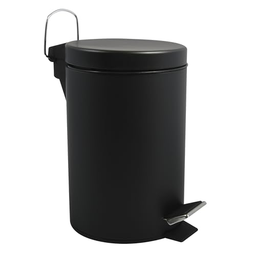 Detalle de MSV Poubelle Cosmétique de Salle de Bain en Acier Inoxydable, Seau Intérieur Amovible, Ø3L, Noir Mat