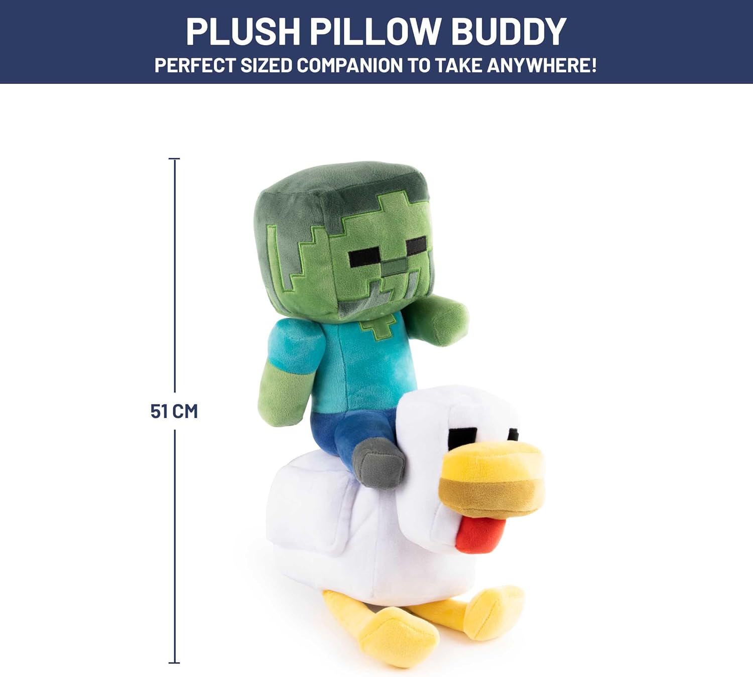 Thumbnail 1 de Jay Franco Minecraft Chicken Jockey Plush Pillow Buddy (44 x 38cm) – Official Licensed Cosy Cushion Buddy