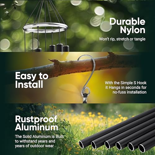 Thumbnail 6 de Nature's Melody aureole tunes woodstock chimes 28" (Noir) – 71 cm, aluminium recyclé