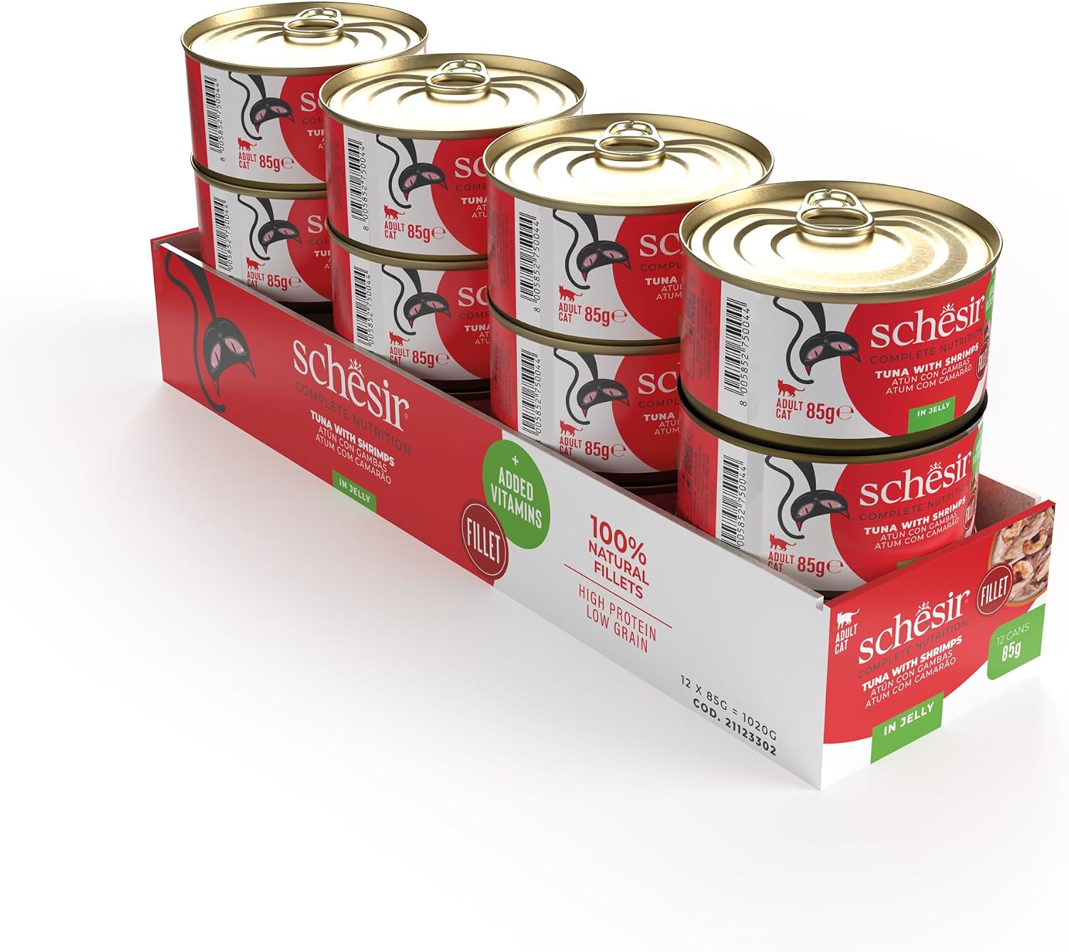 Detalle de Schesir Tonnetto con Gamberetti in Gelatina: umido per gatti, 12x85g