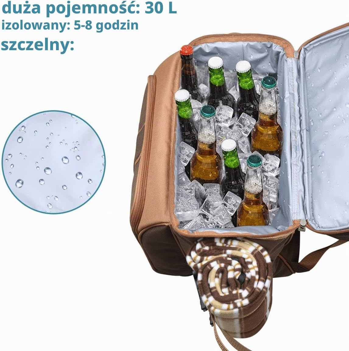Detalle de Hap Tim plecak piknikowy dla 2 osób, 10 l, z izolowanymi komorami i kocem