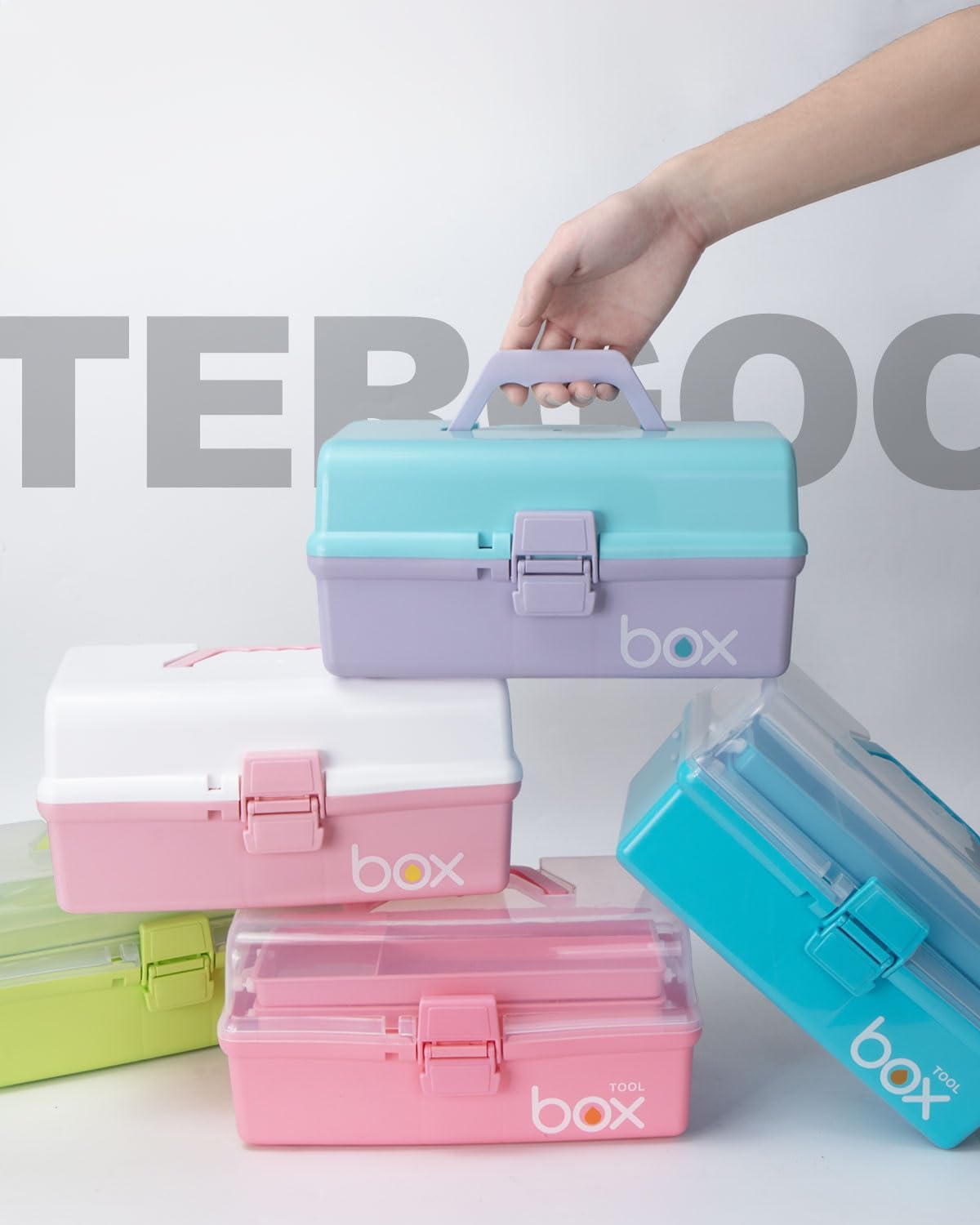 Thumbnail 6 de TERGOO 3 trays box 12-Inch Folding Craft Organizer, 3 Layers, Pink