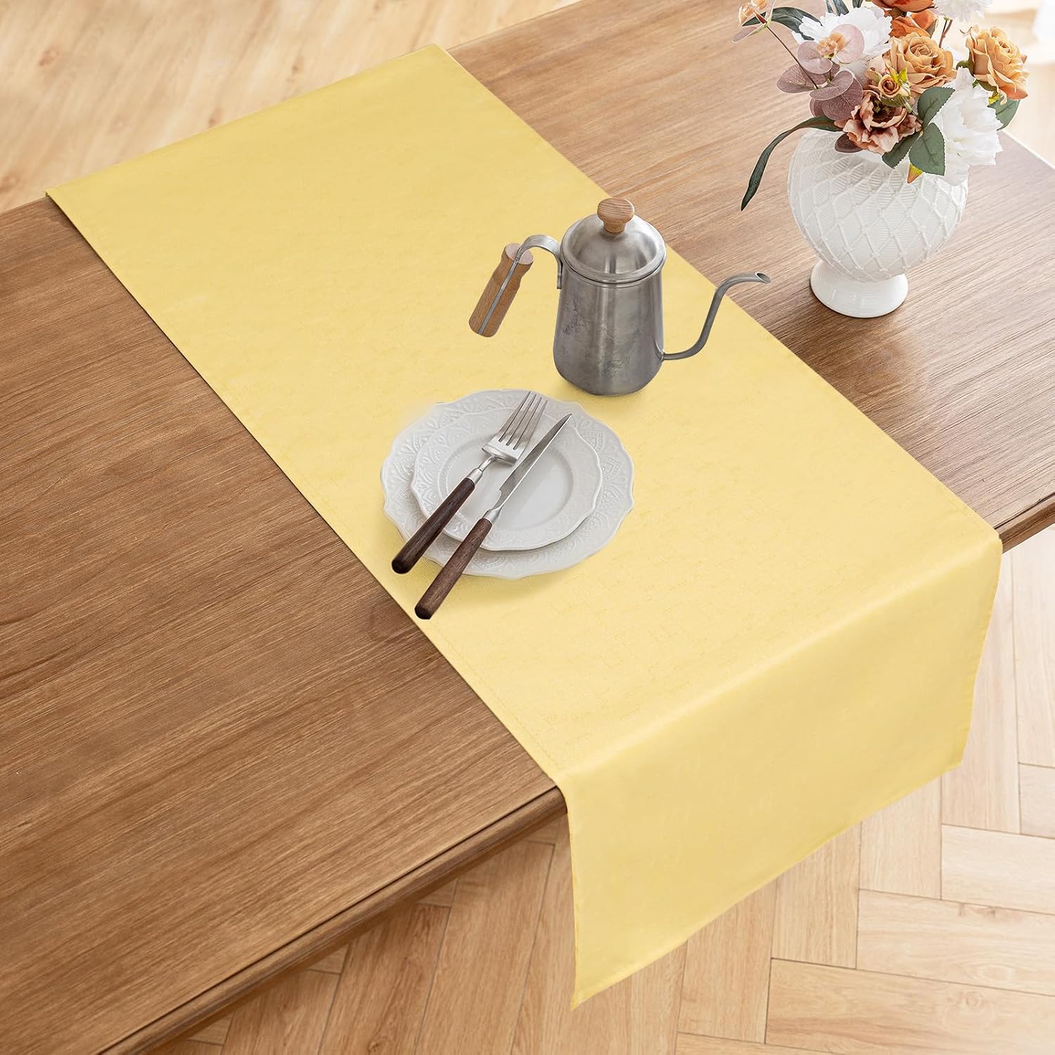 Thumbnail 6 de AooHome Tischdecke Gelb 100x140 cm Leinen-Optik