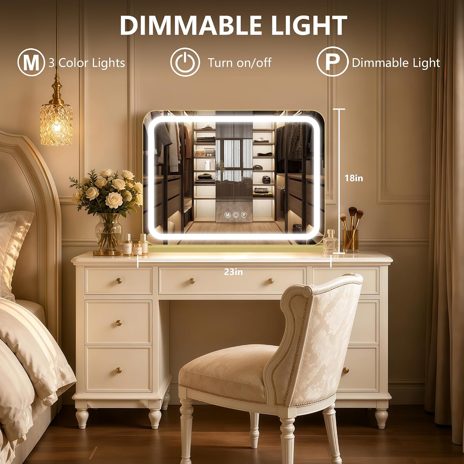 Thumbnail 1 de Ratsamee 23x18 Gold Vanity Mirror for Makeup