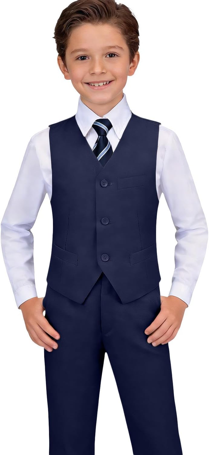 Thumbnail 6 de Visaccy Boys Formal Slim Fit Suit Set (12) – Versatile Black Dress Outfit for Ring Bearer and Special Occasions