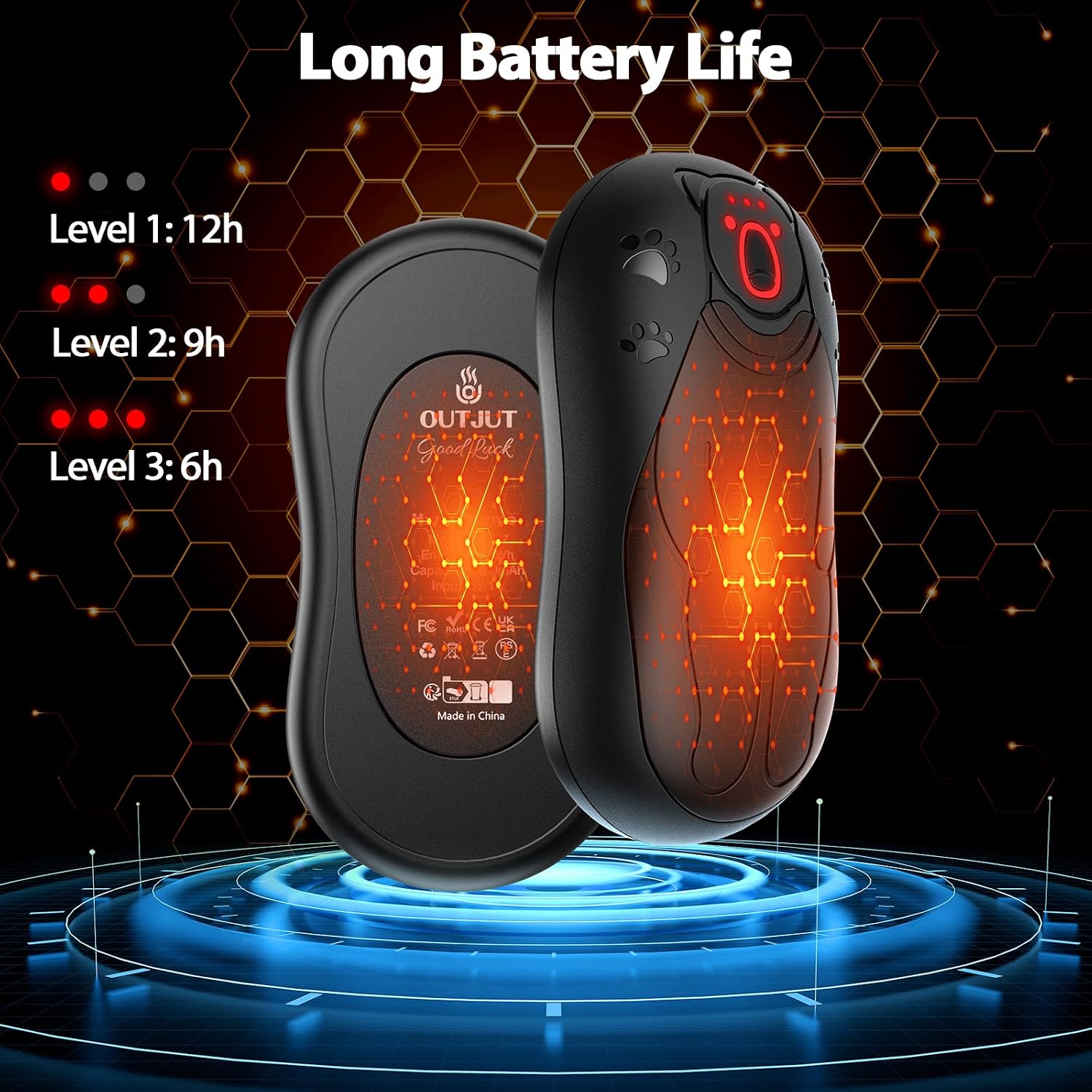 Detalle 2 de OUTJUT Dual-Sided Hand Warmer Rechargeable 12000mAh