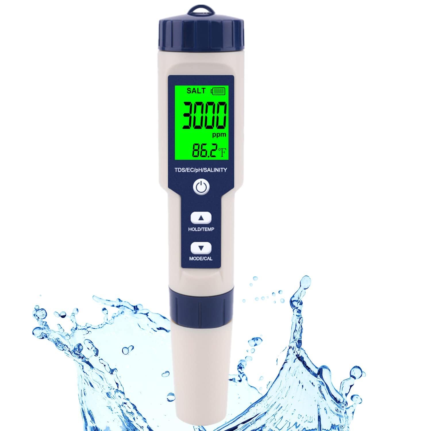Detalle de Hofun 9909-A-1 5-in-1 Digital Water Tester for Salinity, pH, EC, TDS and Temperature