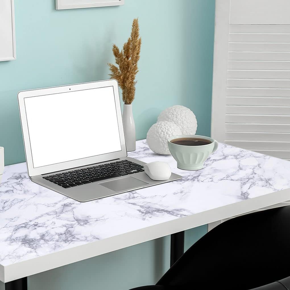Detalle de Arthome WALL DECOR White/Gray Marble zelfklevende vinylfolie, 44 cm x 6 m