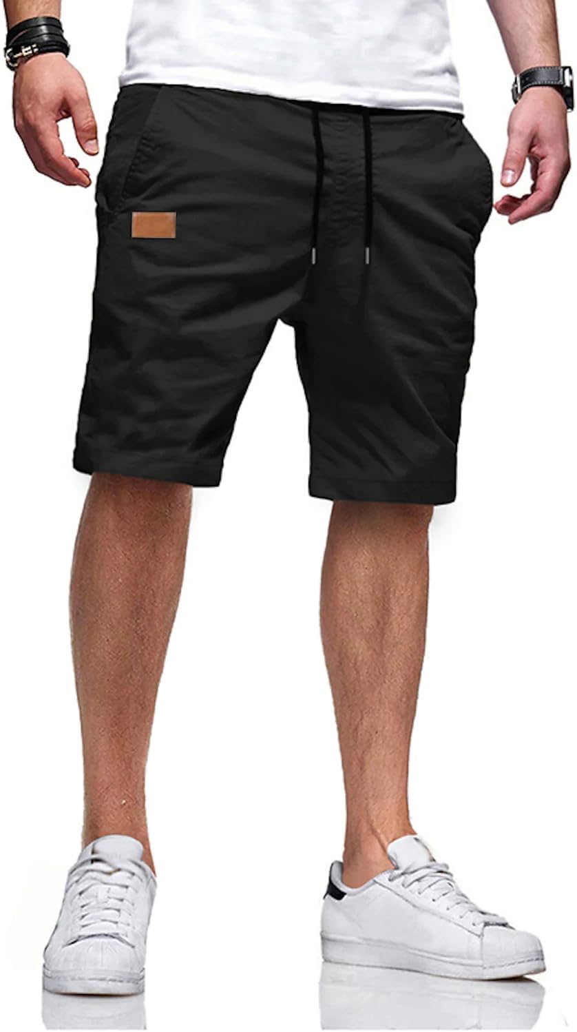 Thumbnail 6 de JMIERR Mens Casual Shorts - Cotton Drawstring Twill, Breathable Stretch for Golf & Everyday Wear