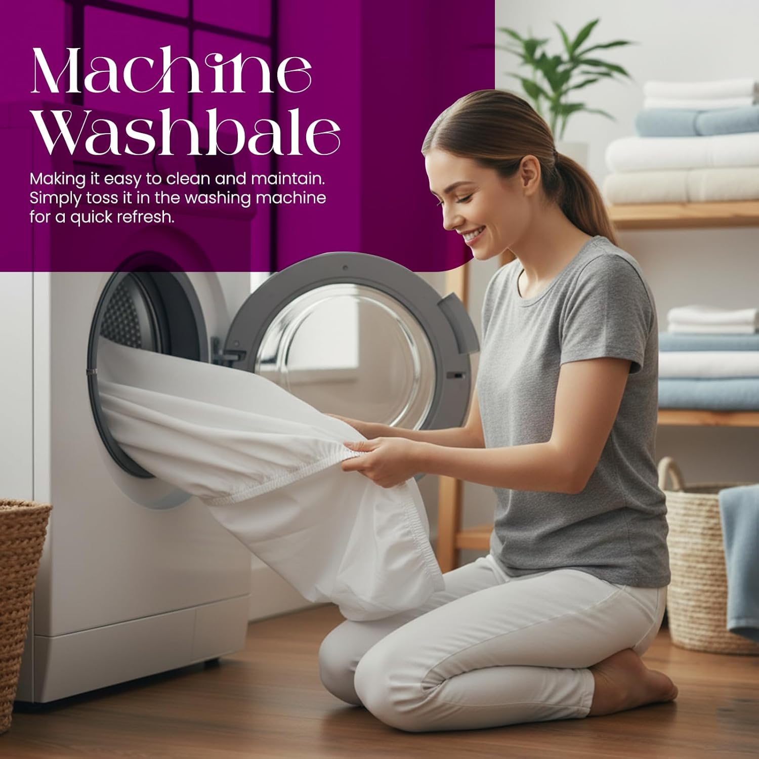 Thumbnail 6 de Linens World Egyptian Cotton Fitted Sheet (King Size) – 30cm Deep Pocket, Anti-wrinkle, Breathable