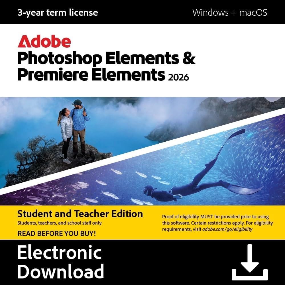 Adobe Photoshop Elements 2026 | 3-Year License (PC/Mac) – Download and Activate