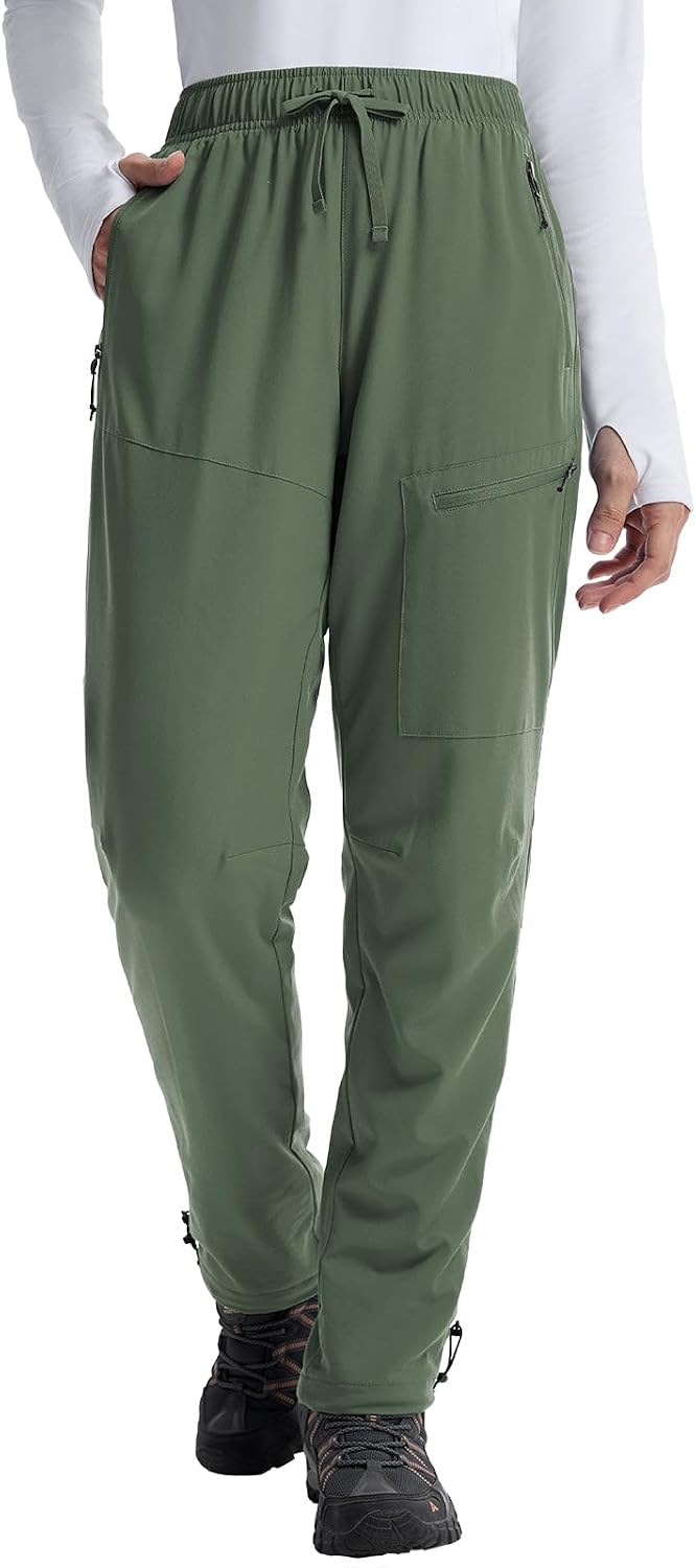 Detalle de baleaf Women's Fleece-Lined Hiking Pants, Water-Resistant Softshell, 4 Zip Pockets