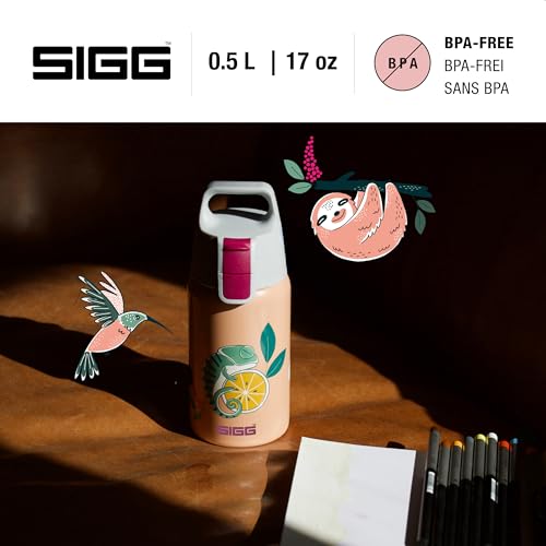 Thumbnail 1 de Sigg Edelstahl Trinkflasche Kinder Shield One Flora 0,5 L – BPA-frei, auslaufsicher, rosa