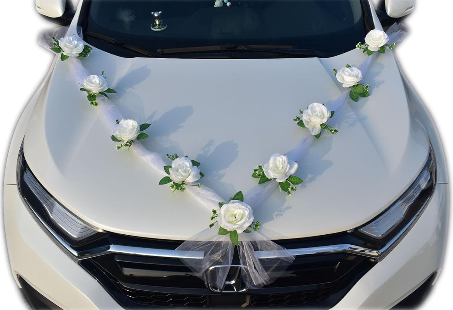 Thumbnail 5 de Chexin Autoschmuck Hochzeit Braut Paar Seidenblumen & Autogirlande Set mit 9 Saugnäpfen