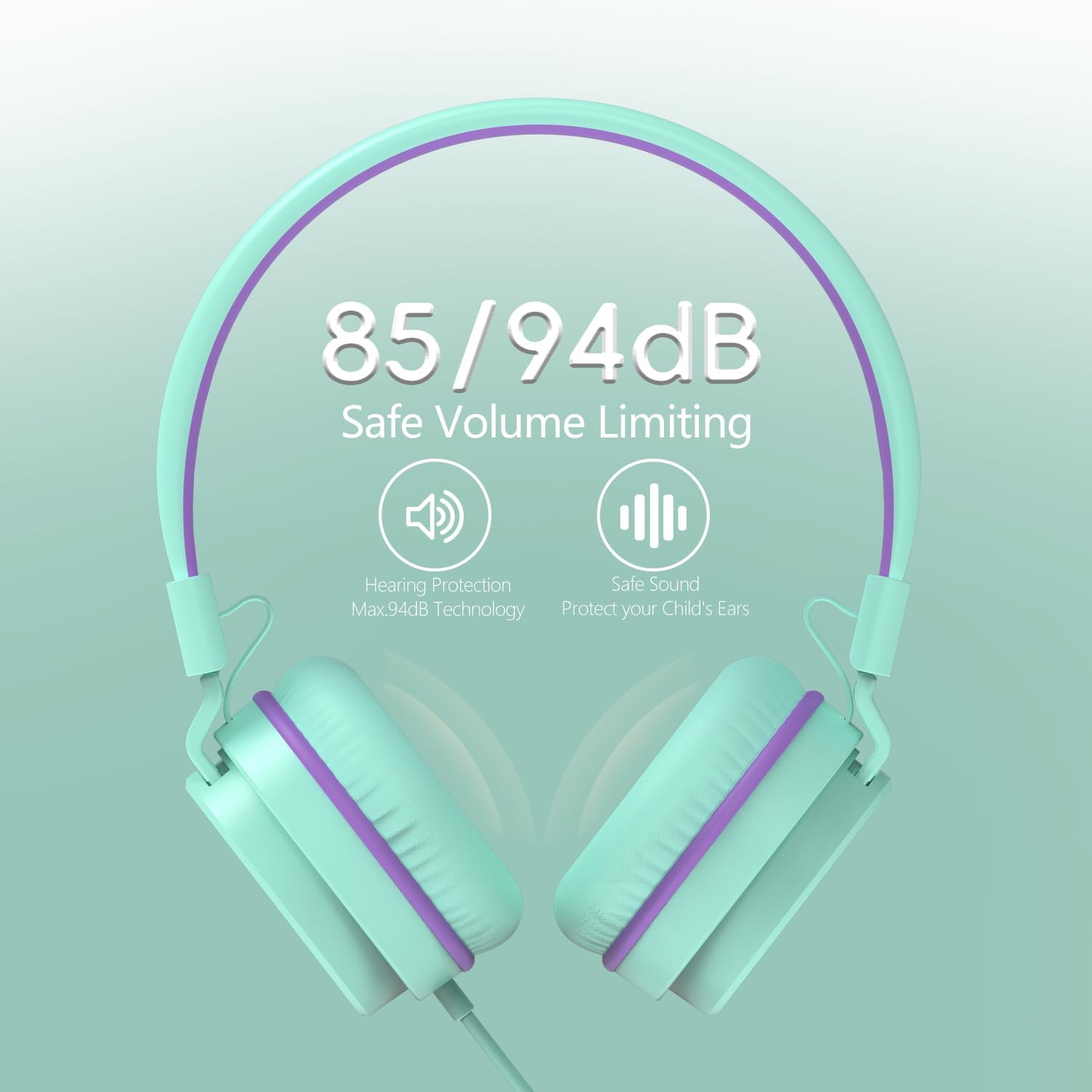 Detalle de YOYOTUNE DMJ-H01 barnhörlurar, on-ear med mikrofon och volymbegränsare