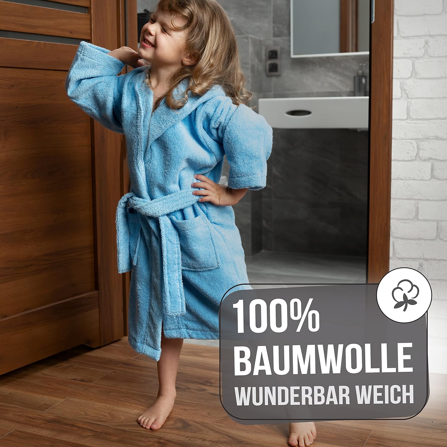 Thumbnail 3 de Twinzen Kinderbademantel aus Baumwolle – 100% Baumwollfrottee, OEKO-TEX, Kapuze mit Ohren