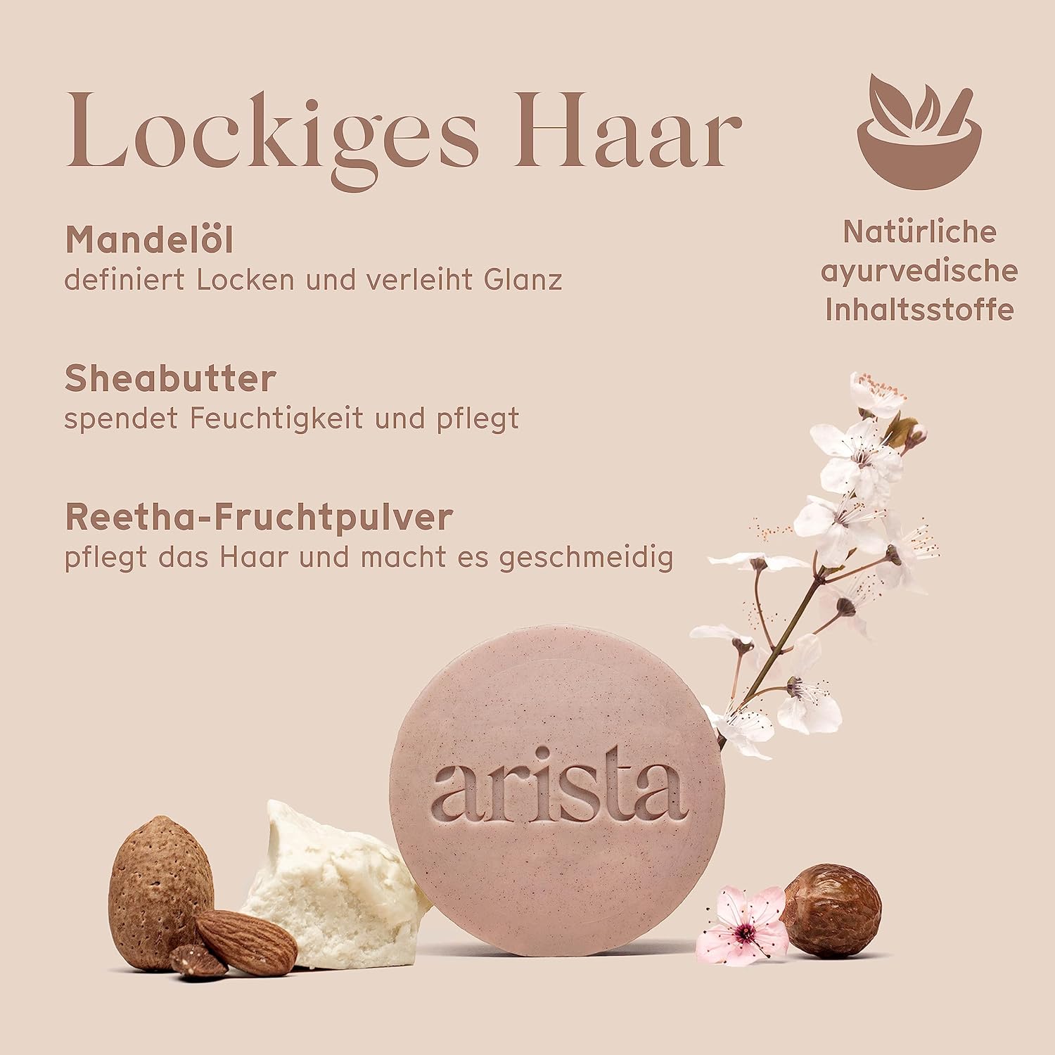 Thumbnail 1 de Arista Shampoo für lockiges Haar – ayurvedisches festes Shampoo mit Süßmandelöl, Reetha & Sheabutter (Reisegröße)