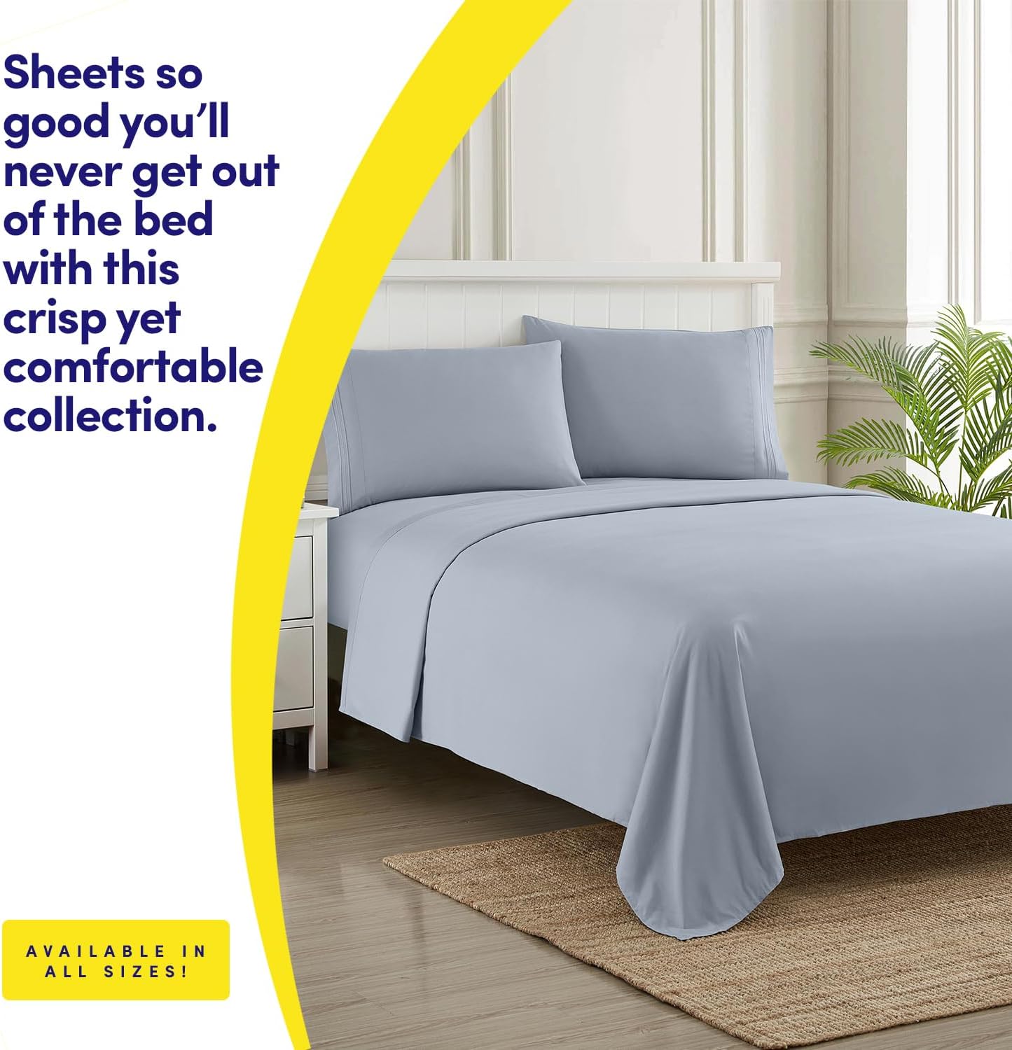 Thumbnail 1 de 1500 Supreme Collection Twin Sheet Set (Misty) by 1500 Supreme Collection — 3-Piece Extra-Soft Sheets with Stay-in-Place Straps