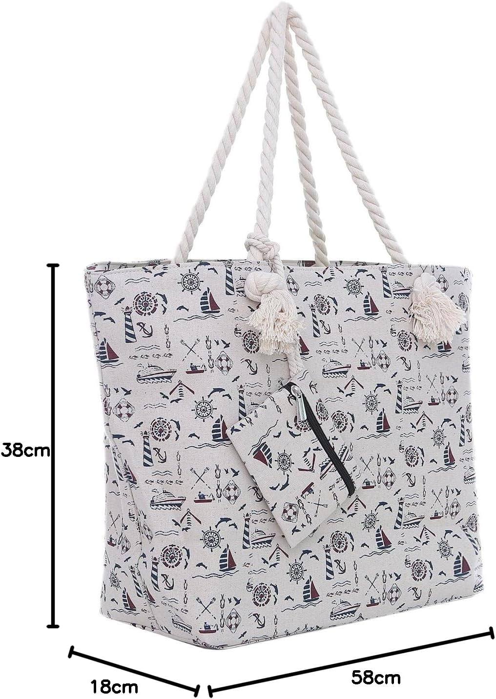 Thumbnail 6 de DonDon Strandtasche XXL mit Reißverschluss – robuste Umhängetasche & Shopper Bag für den Beach-Look