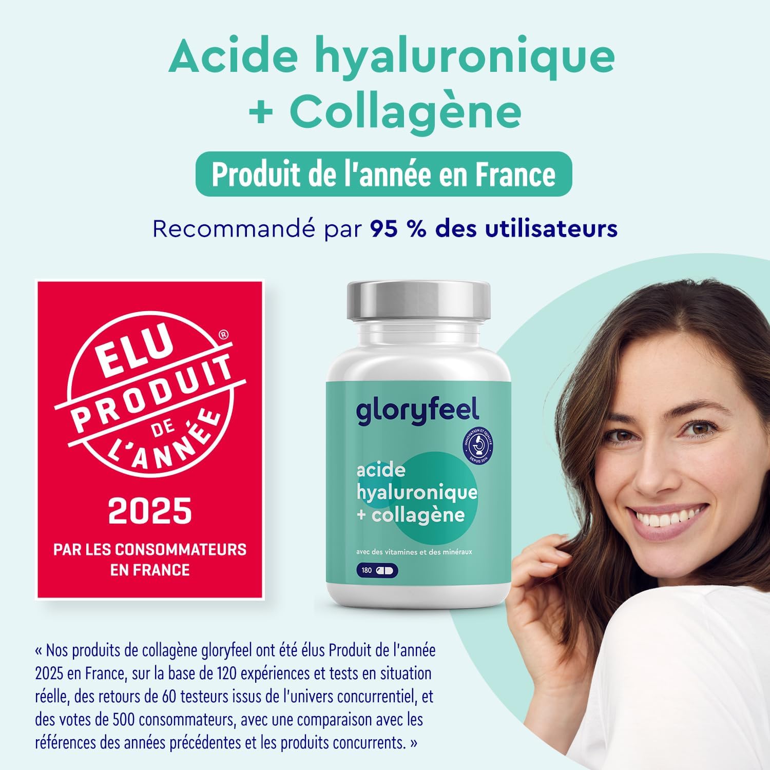 Detalle de gloryfeel Collagène Type 1 & 3 180 gélules 💊