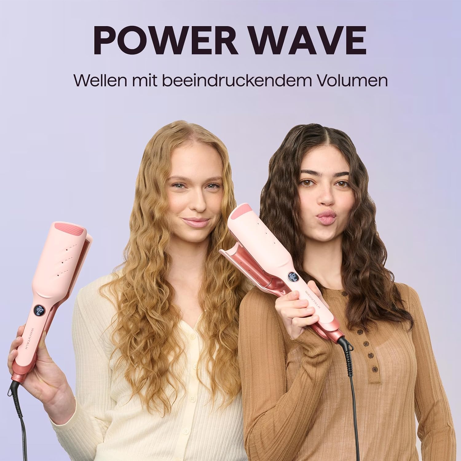 Detalle 2 de Wavytalk Power Wave Welleneisen – 35 mm Wellenschaum mit Ionenschutz und Belüftung, Rose