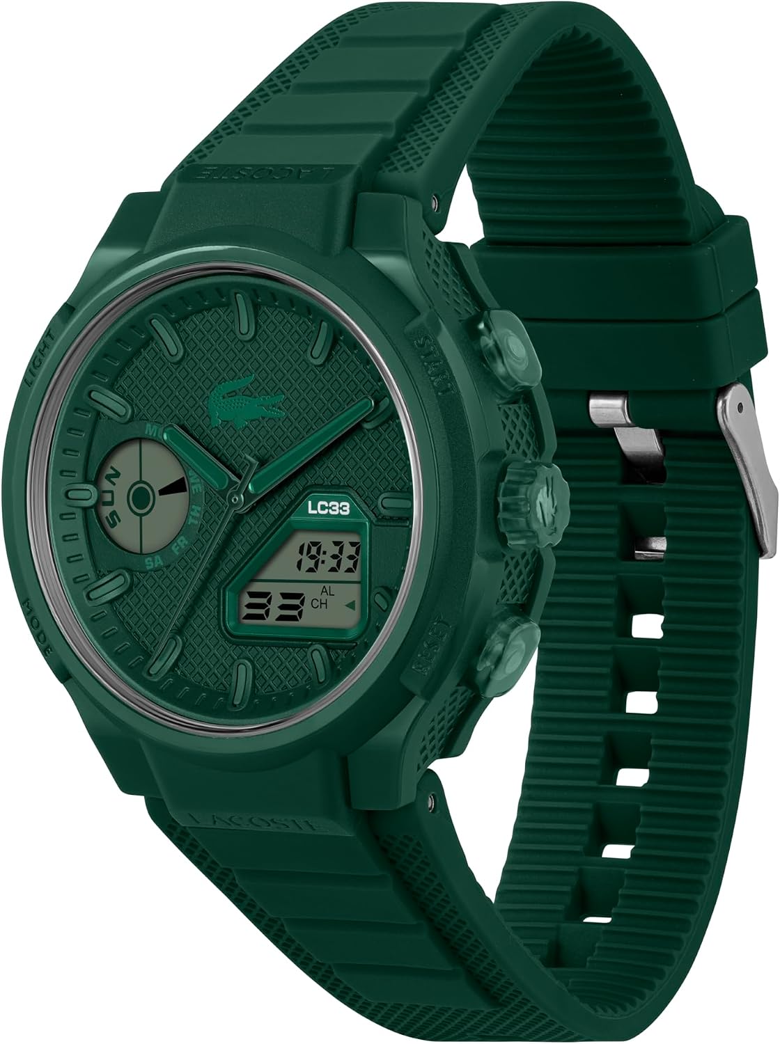 Detalle de Lacoste LC33 Montre quartz hybride pour homme – cadran vert et bracelet silicone