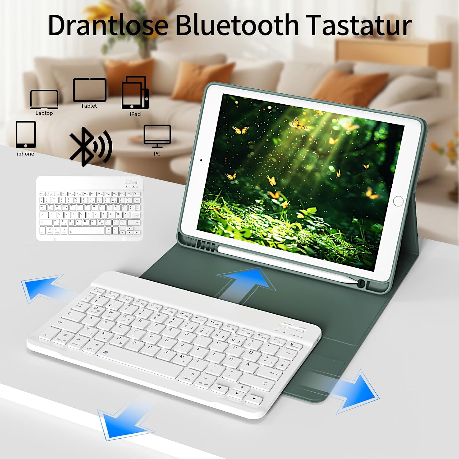 Thumbnail 4 de GKABXY Hülle mit Tastatur für iPad 9/8/7 10,2 Zoll Nachtgrün