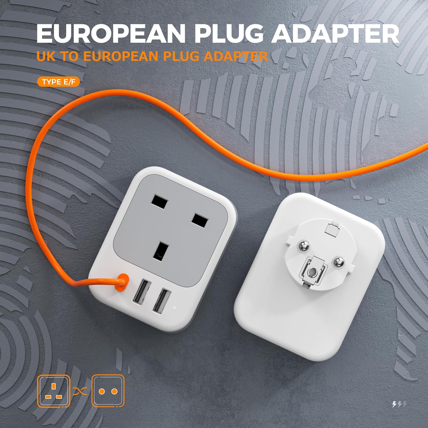 Detalle 2 de TESSAN UK to European Plug Adapter 2 Pack 15W