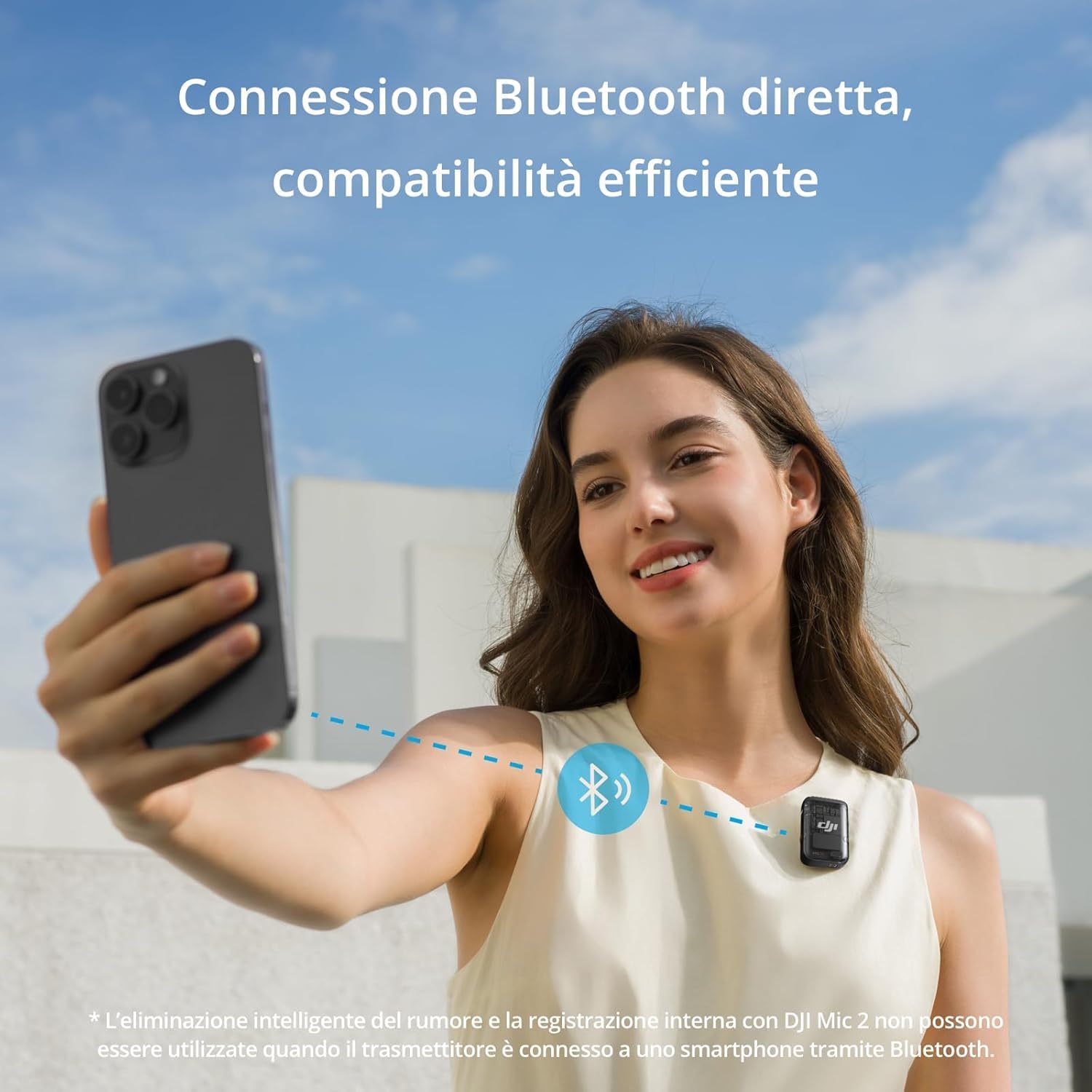 Detalle de DJI Trasmettitore per Mic 2 (Shadow Black) – microfono wireless con eliminazione del rumore e batteria prolungata