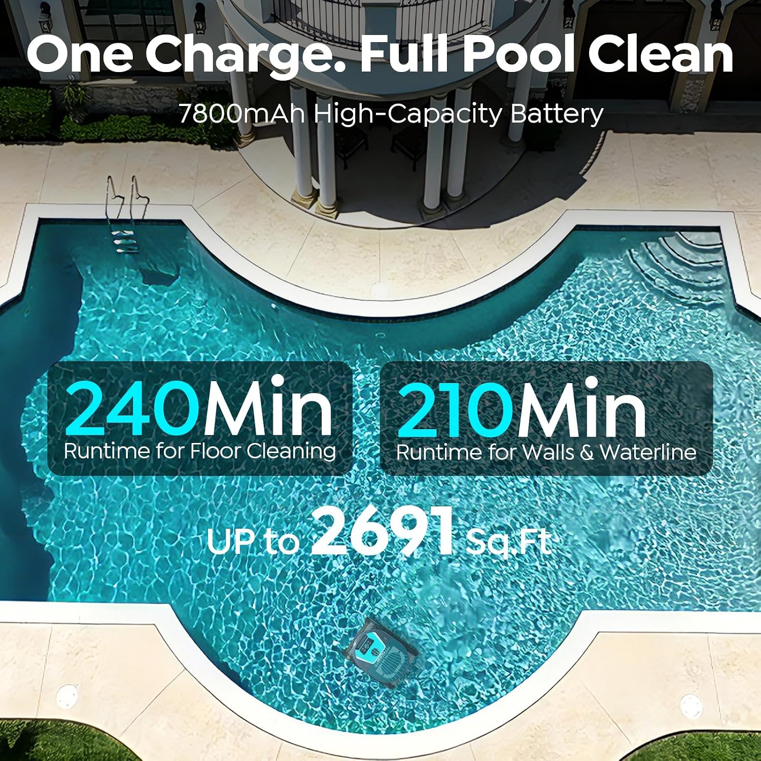Detalle de Pleco Pro Robotic Pool Cleaner, 240-Minute Runtime