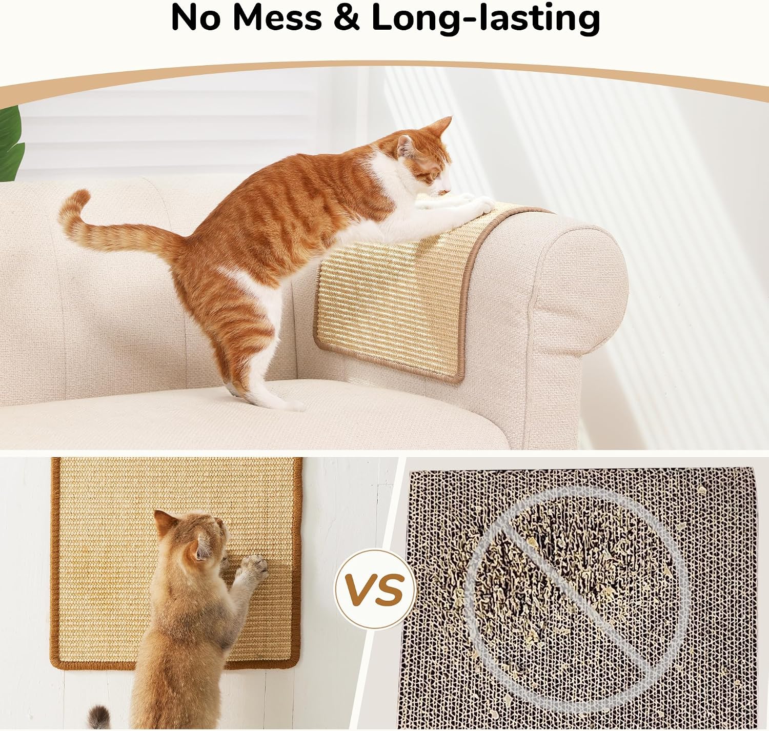 Detalle de FUKUMARU 2-Pack Cat Scratching Mat (Natural Sisal) 50 x 30 cm