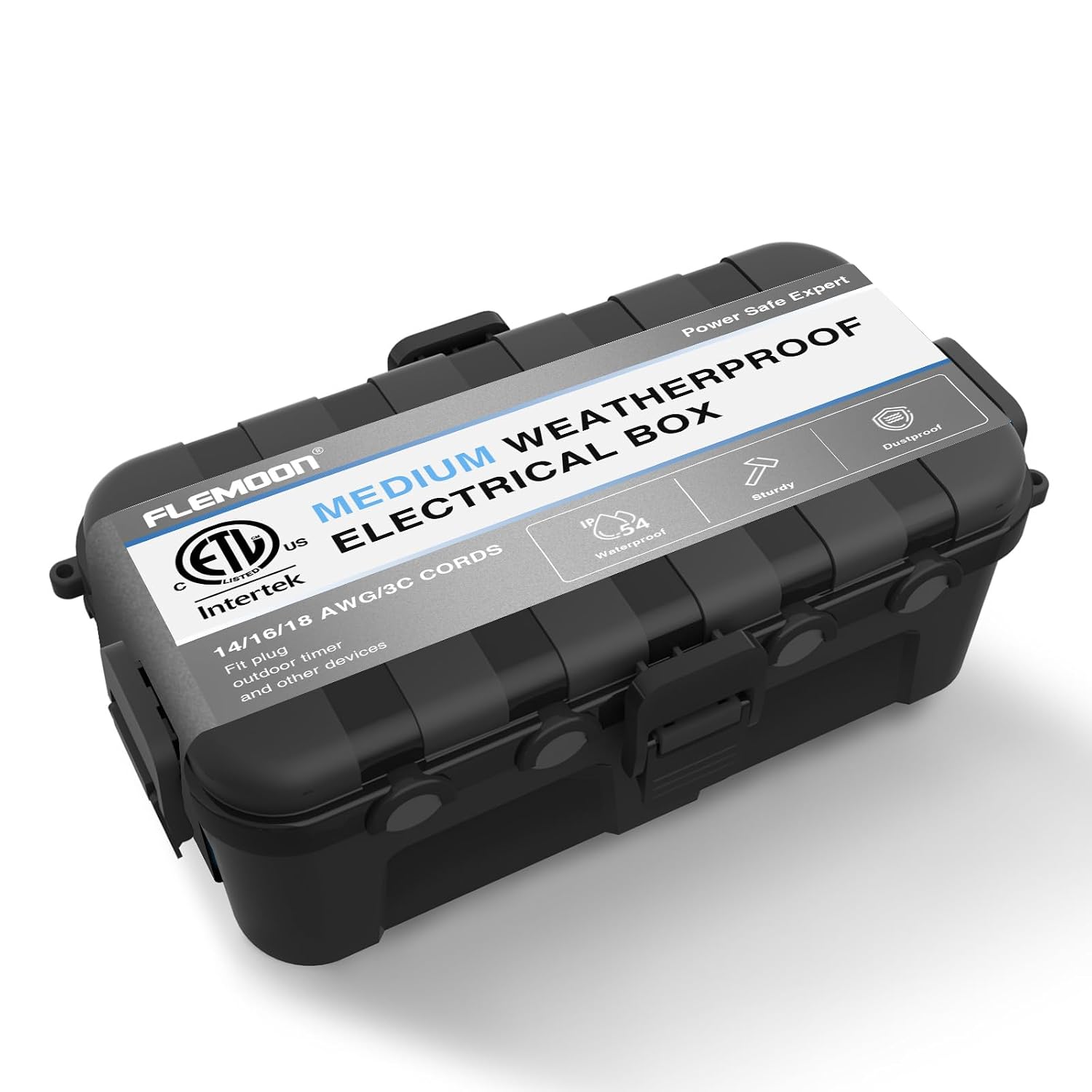 Detalle de Flemoon 7005 Medium Outdoor Electrical Box, IP54, 6 Ports, Black